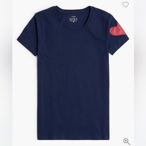 J. Crew Navy Tee with Red Heart Accent
